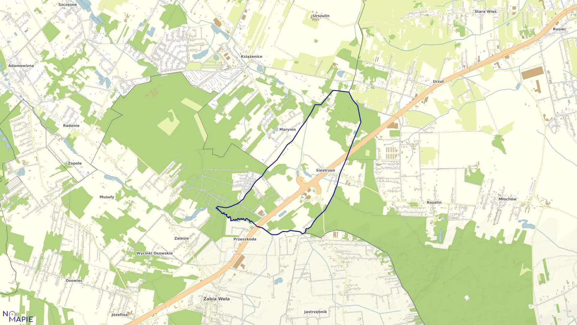 Mapa obrębu SIESTRZEŃ w gminie Żabia Wola