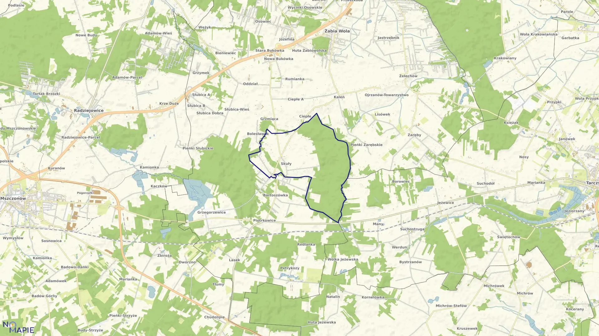 Mapa obrębu SKUŁY w gminie Żabia Wola